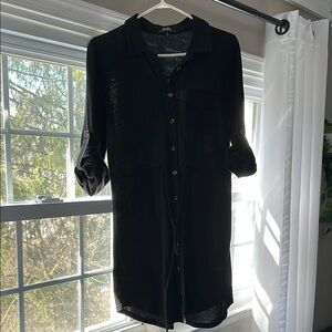 Lulu's Black Long Sleeve Notched Collar Dress